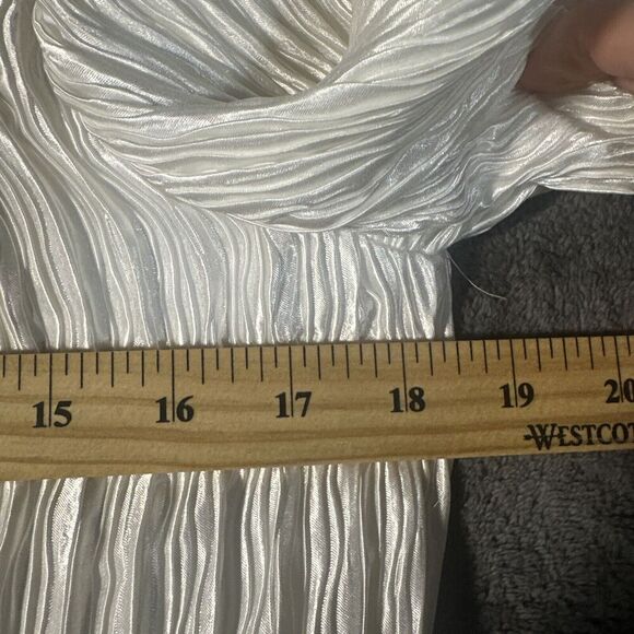 Edith Flagg VTG Pleated MIDI Dress S Black White Puff Sleeve Sequin Flapper Coco - Picture 6 of 12